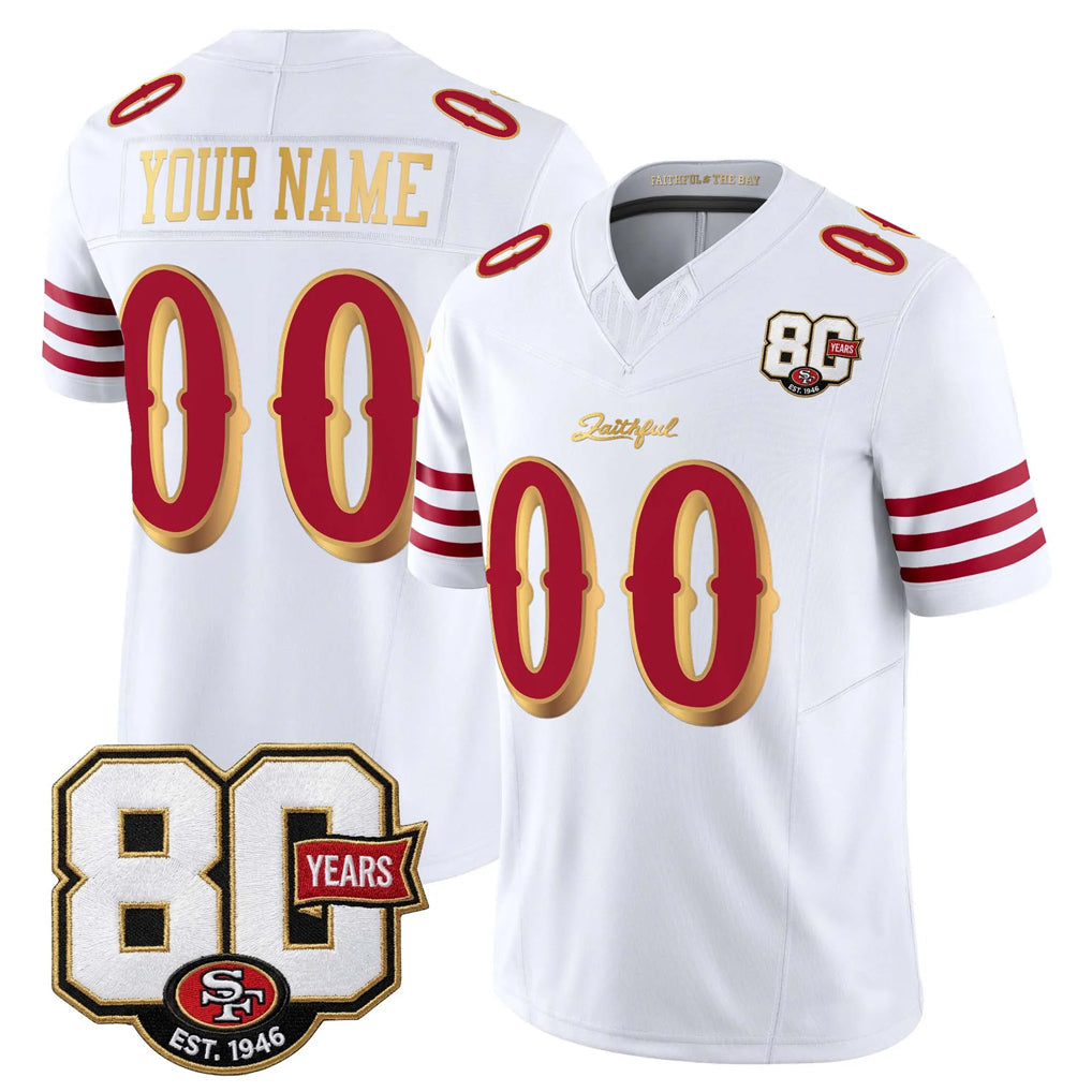 Pouc Custom SF.49ers White Limited 80th Rivalries Collection Home Game Any Name & Numbers Stitched Jerseys