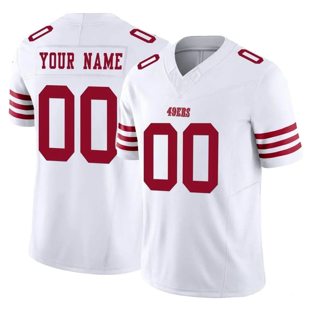 Pouc Custom SF.49ers White Limited Vapor F.U.S.E. Home Game Any Name & Numbers Stitched Jerseys
