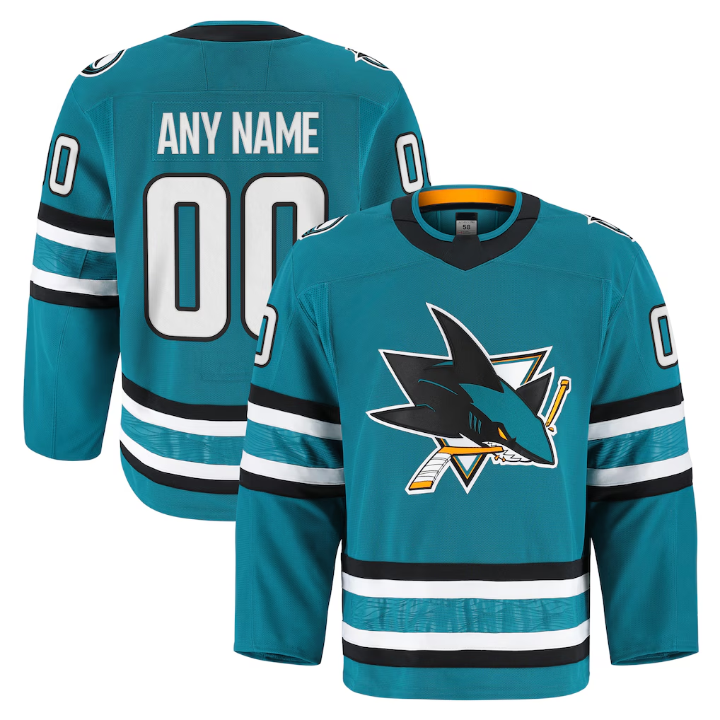 Pouc Custom S.Jose Sharks Teal Home Authentic Pro Jerseys