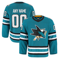 Pouc Custom S.Jose Sharks Teal Home Authentic Pro Jerseys