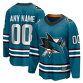 Pouc Custom S.Jose Sharks Teal Home Breakaway Jerseys