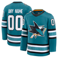 Pouc Custom S.Jose Sharks Teal Home Premium Jerseys