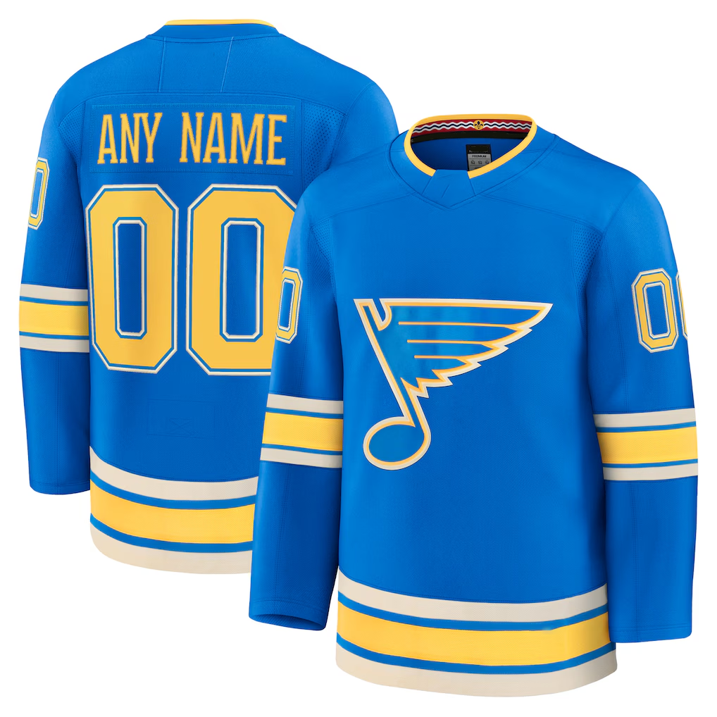 Pouc Custom St.L.Blues Blue Alternate Premium Jerseys