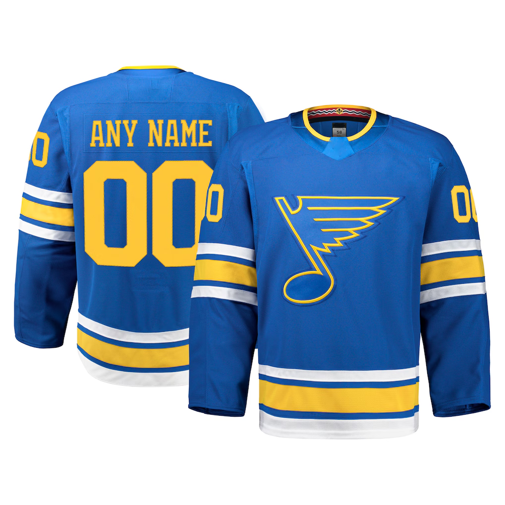 Pouc Custom St.L.Blues Blue Home Authentic Pro Jerseys