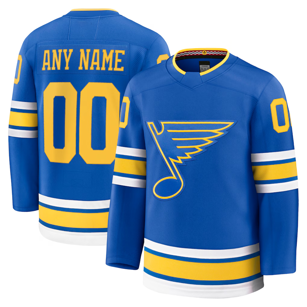 Pouc Custom St.L.Blues Blue Home Premium Jerseys