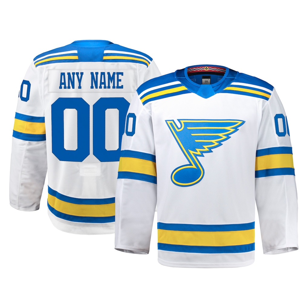 Pouc Custom St.L.Blues White Away Authentic Pro Jerseys
