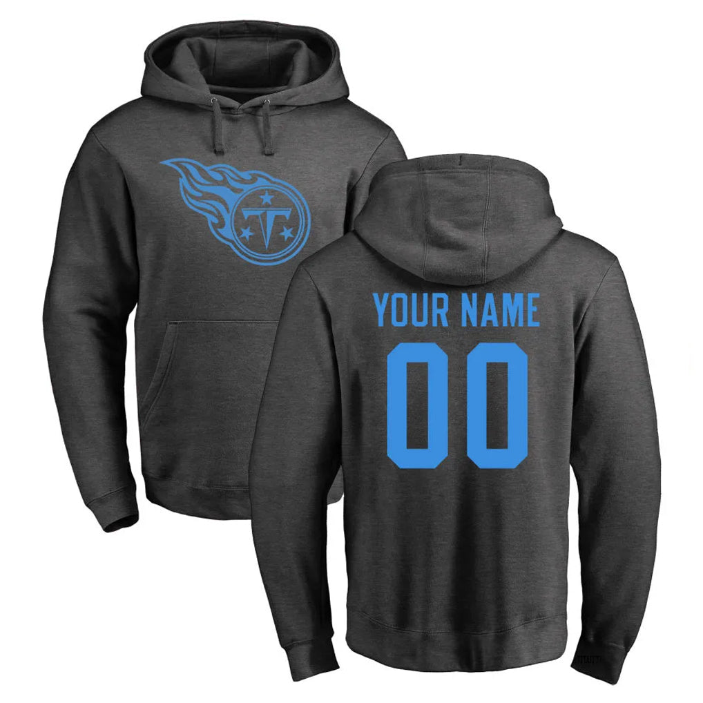 Pouc Custom T.Titans Ash One Color Pullover Hoodies Home Game Any Name & Numbers Stitched Jerseys
