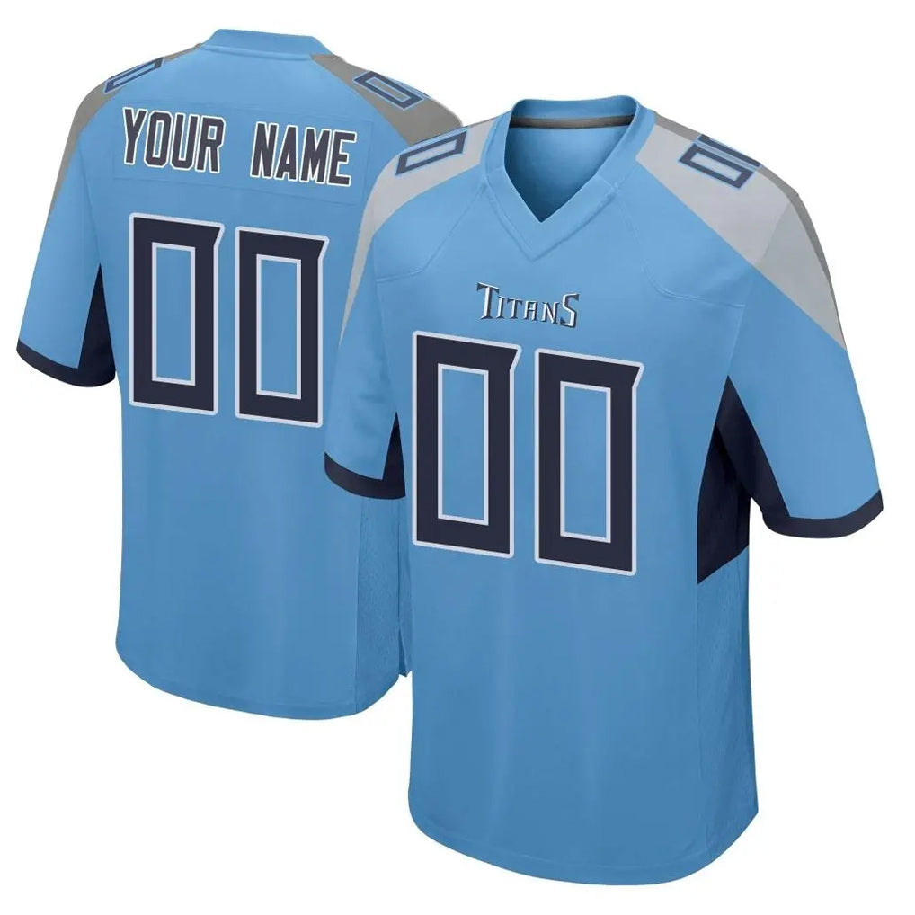 Pouc Custom T.Titans Light Blue Home Game Any Name & Numbers Stitched Jerseys
