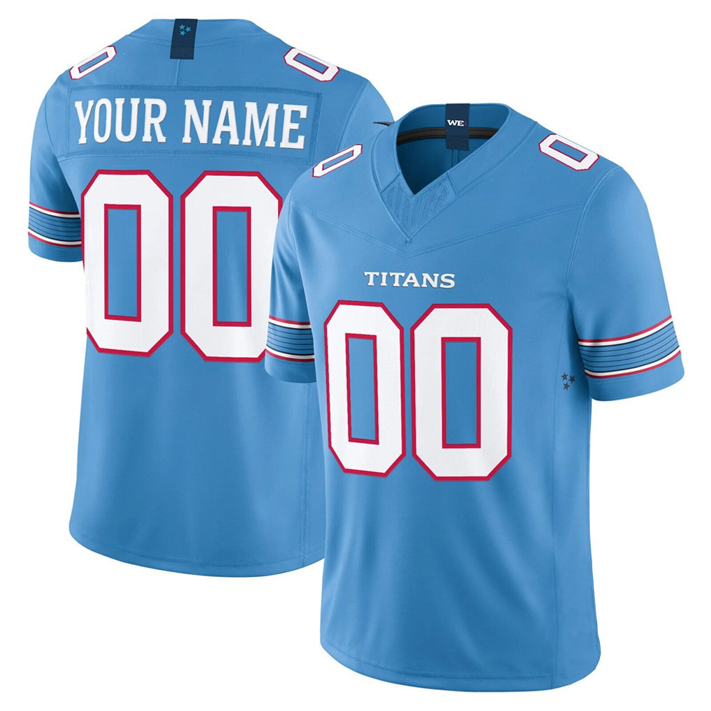 Pouc Custom T.Titans Light Blue Team Vapor F.U.S.E. Limited Home Game Any Name & Numbers Stitched Jerseys
