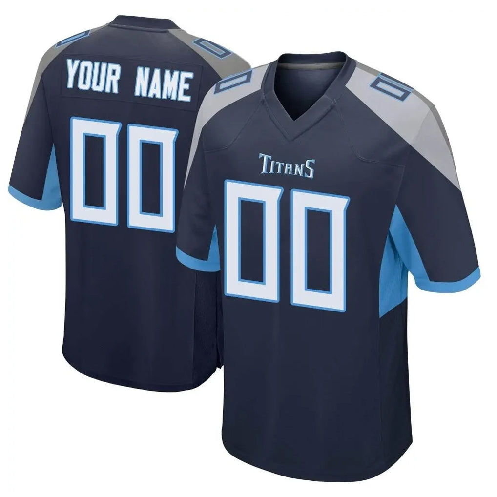 Pouc Custom T.Titans Navy Home Game Any Name & Numbers Stitched Jerseys