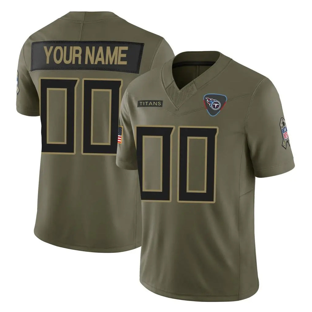 Pouc Custom T.Titans Olive Limited 2025 Salute to Service Home Game Any Name & Numbers Stitched Jerseys