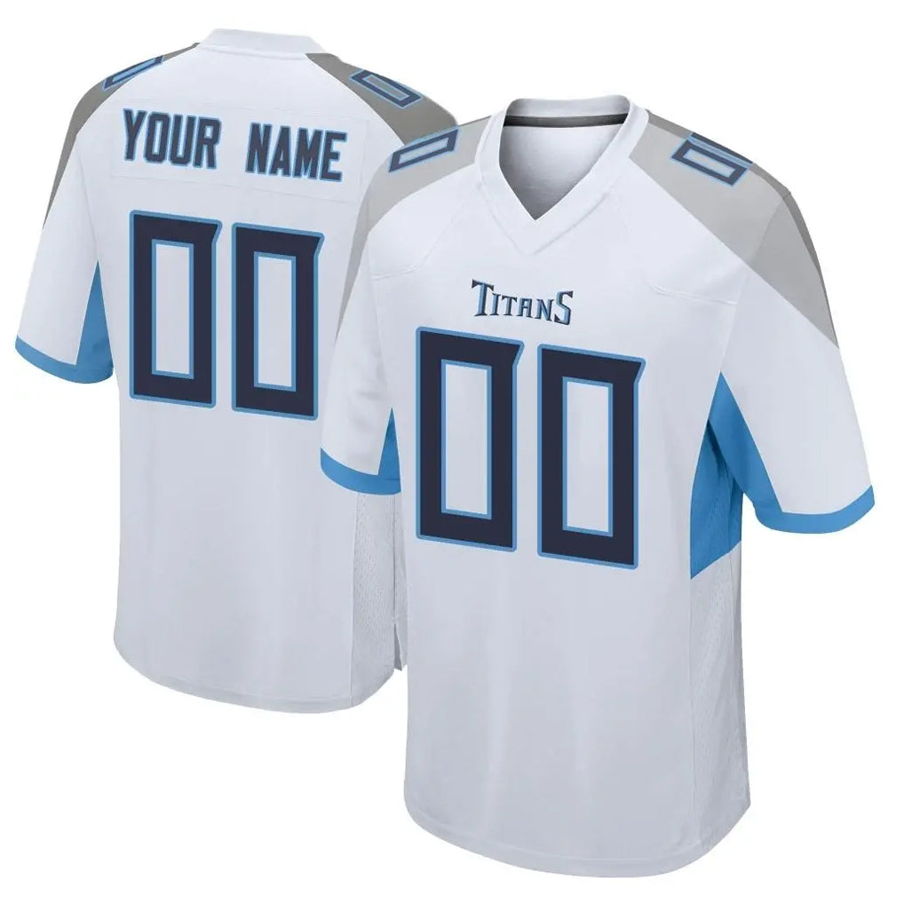 Pouc Custom T.Titans White Home Game Any Name & Numbers Stitched Jerseys