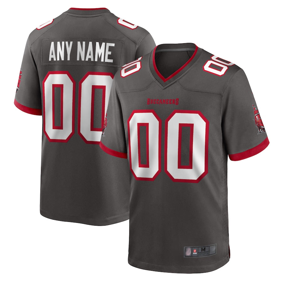 Pouc Custom TB.Buccaneers Pewter Home Game Stitched Jerseys