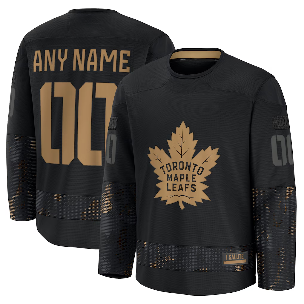 Pouc Custom T.Maple Leafs Black 2024 Military Appreciation Practice Jerseys