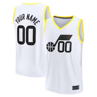 Pouc Custom U.Jazz Fanatics White Fast Break Replica Jerseys - Association Edition -1