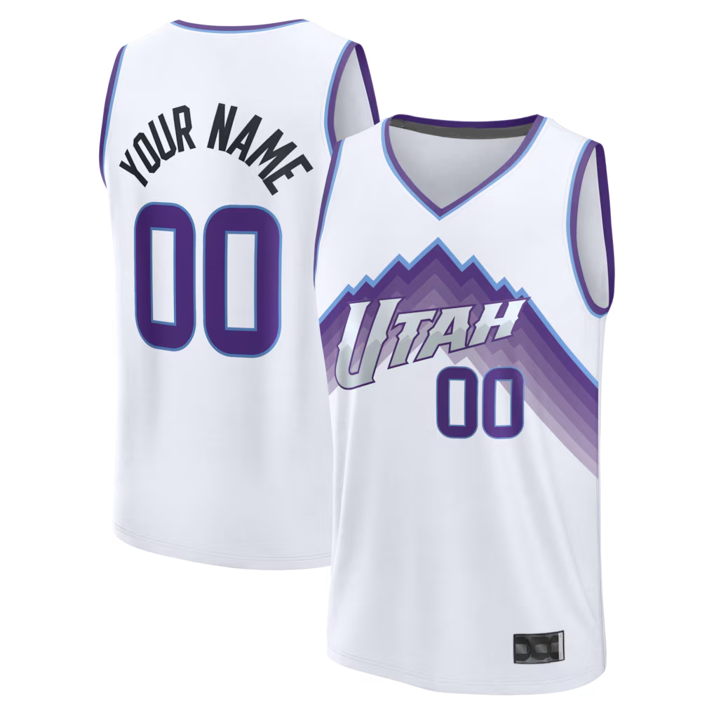 Pouc Custom U.Jazz Fanatics White Fast Break Replica Jerseys - Association Edition