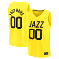 Pouc Custom U.Jazz Fanatics Yellow Fast Break Replica Jerseys - Icon Edition