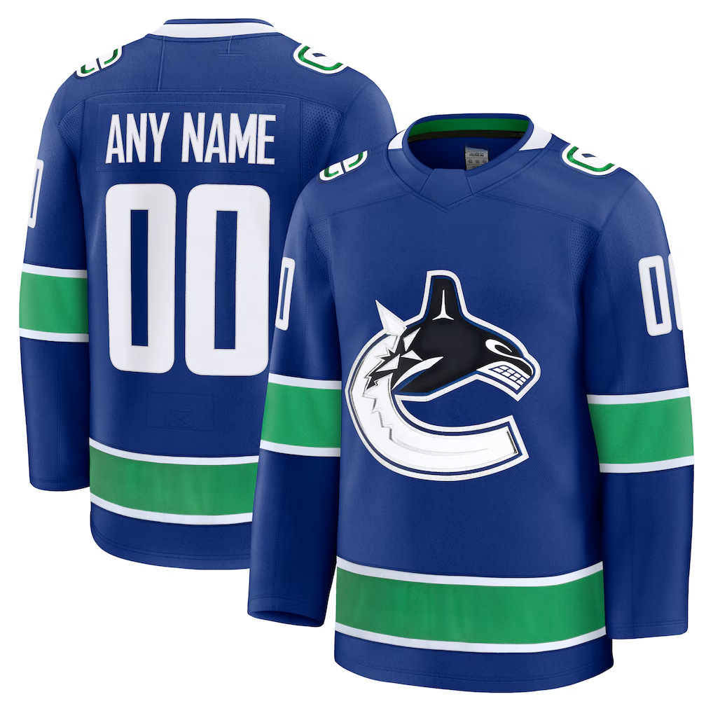 Pouc Custom V.Canucks Blue Home Premium Jerseys