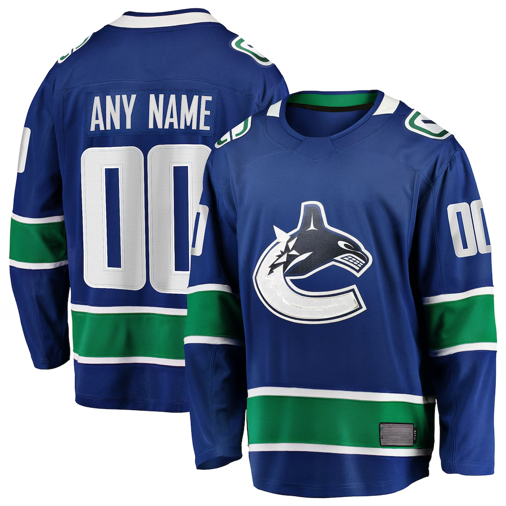Pouc Custom V.Canucks Blue Home Team Breakaway Jerseys