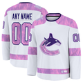 Pouc Custom V.Canucks White 2024 Hockey Fights Cancer Practice Jerseys