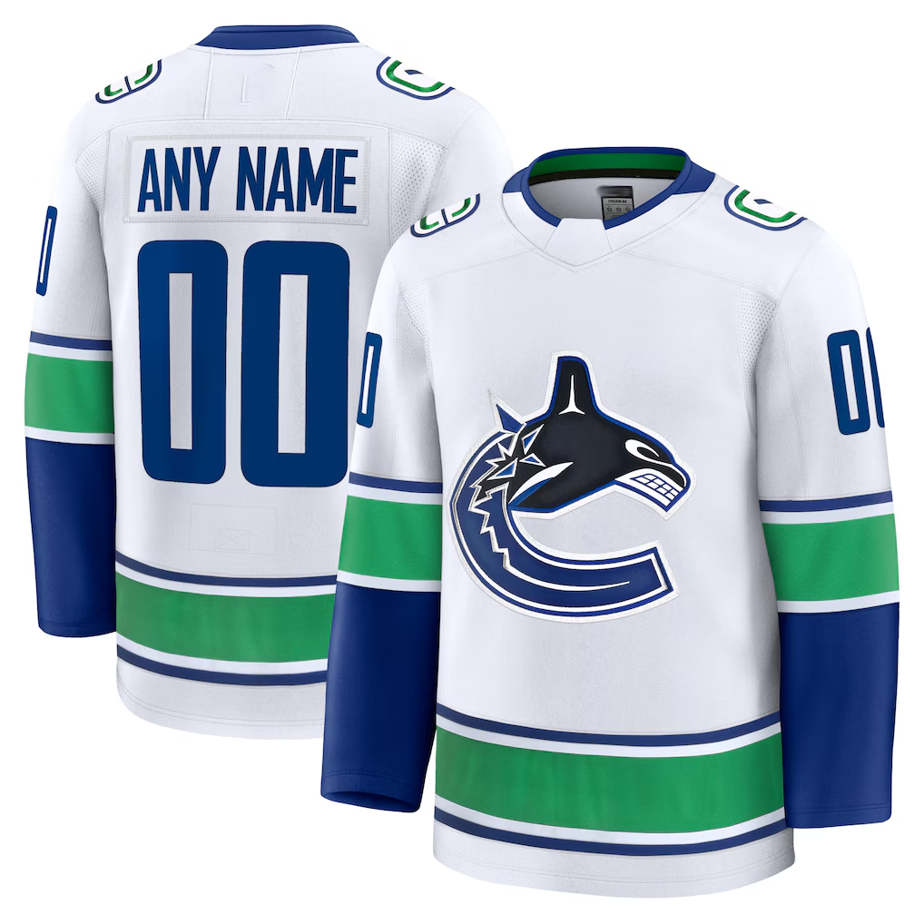 Pouc Custom V.Canucks White Away Premium Jerseys