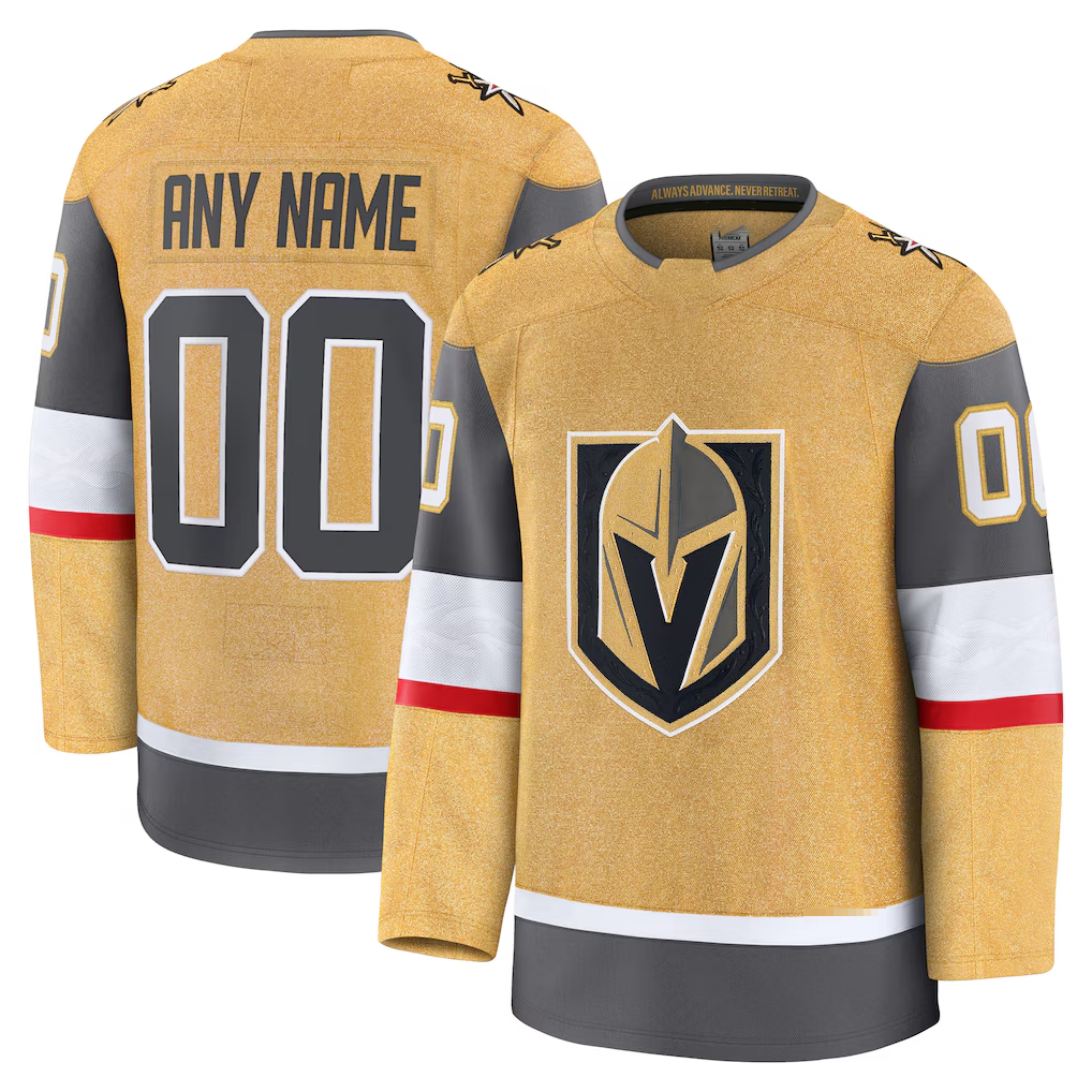 Pouc Custom V.Golden Knights Gold Home Premium Jerseys