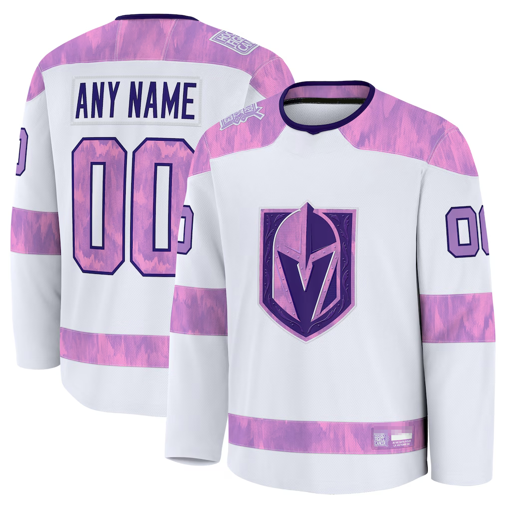 Pouc Custom V.Golden Knights White 2024 Hockey Fights Cancer Practice Jerseys
