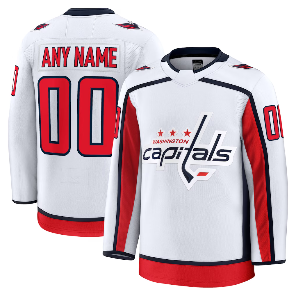 Pouc Custom W.Capitals White Away Premium Jerseys