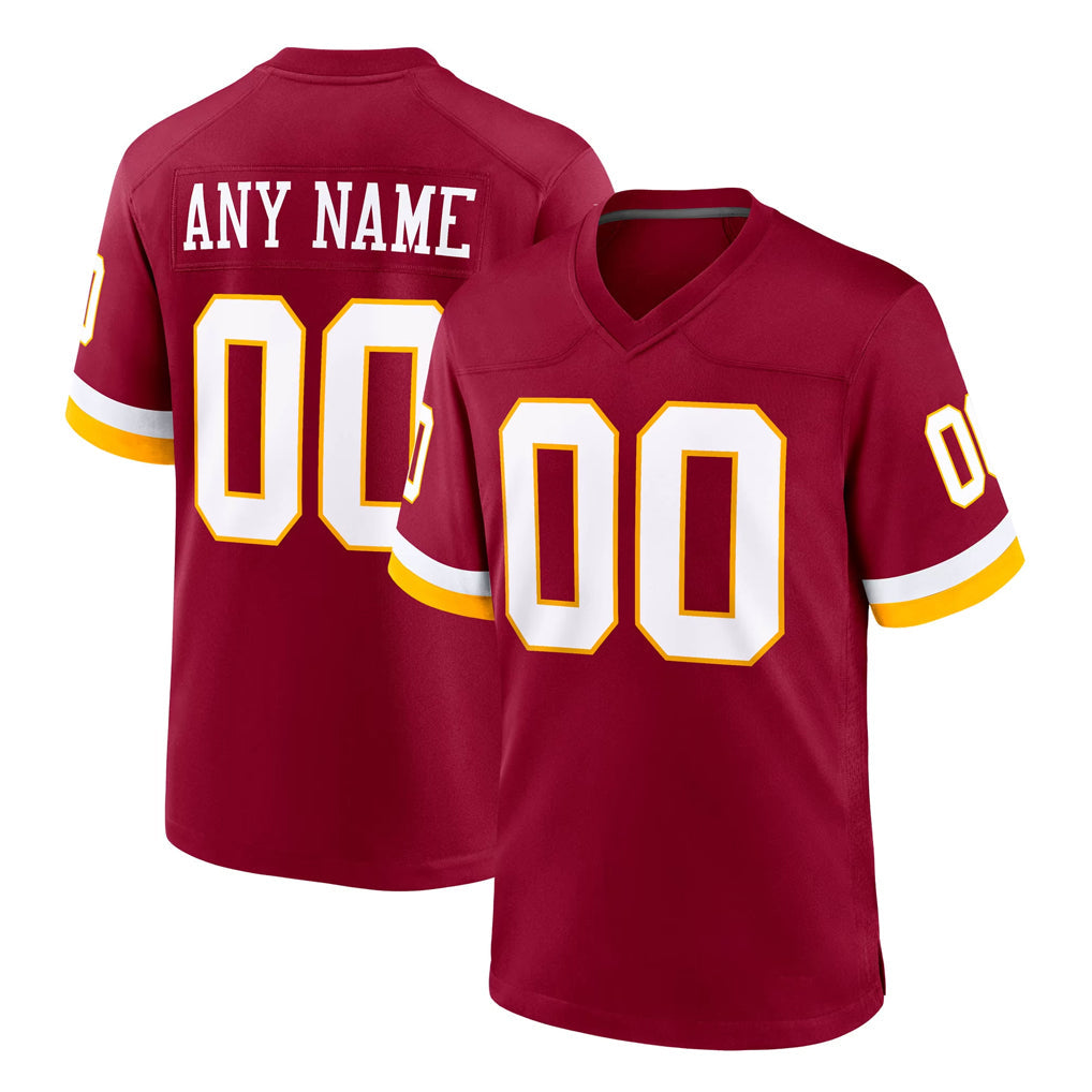 Pouc Custom W.Commanders Burgundy Game Home Any Name & Numbers Stitched Jerseys