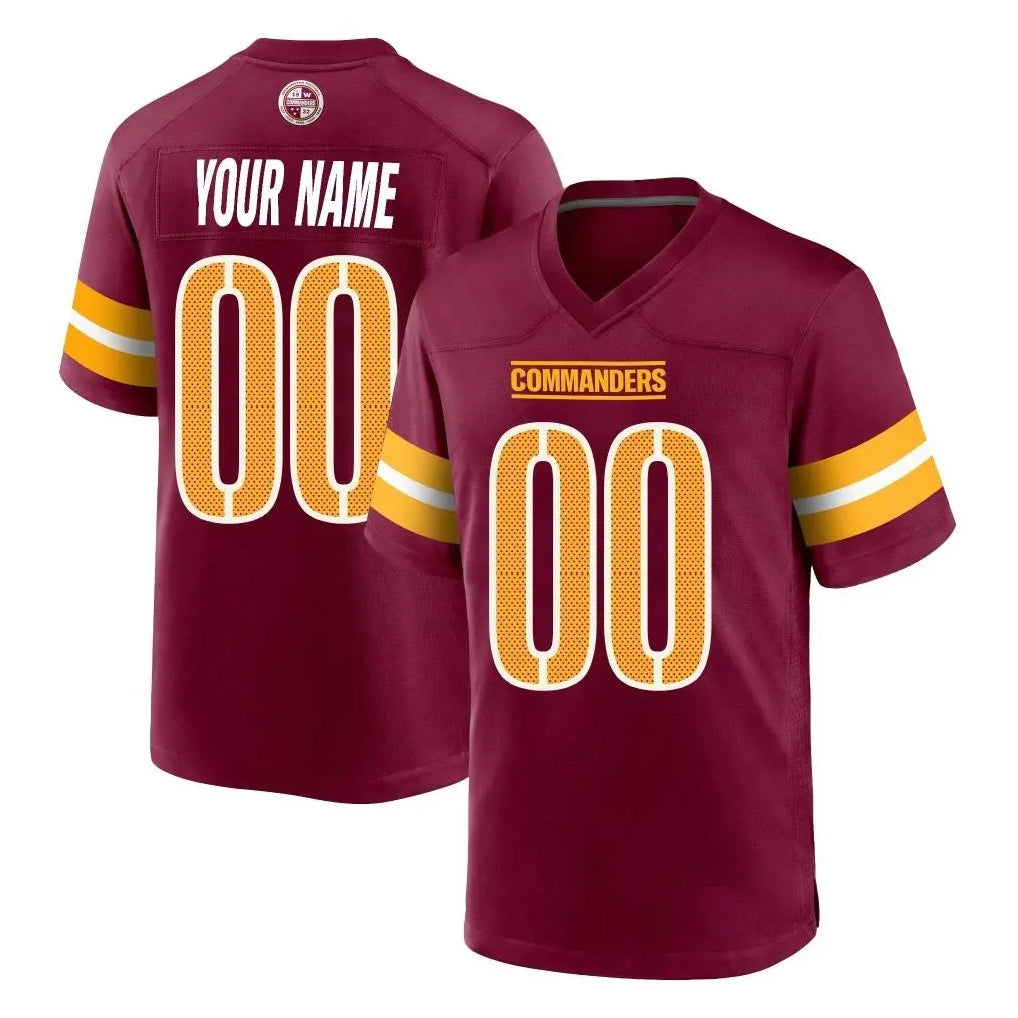 Pouc Custom W.Commanders Burgundy Home Game Any Name & Numbers Stitched Jerseys