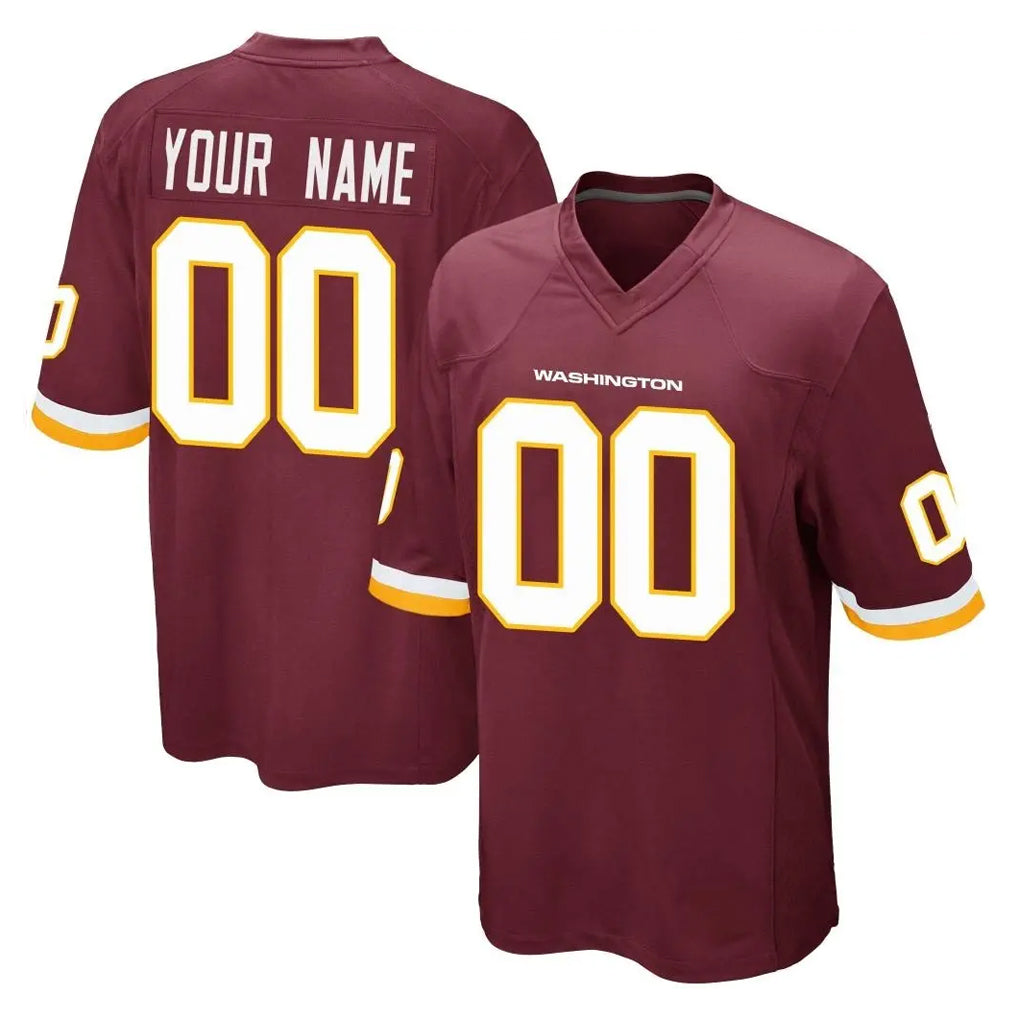 Pouc Custom W.Commanders Burgundy Team Color Home Game Any Name & Numbers Stitched Jerseys