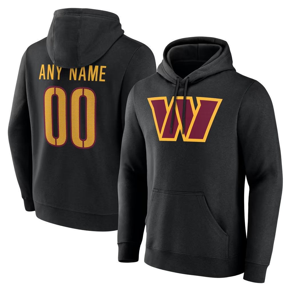 Pouc Custom W.Commanders Gray LOGO Performance Pullover Hoodies Game Any Name & Numbers Stitched Jerseys