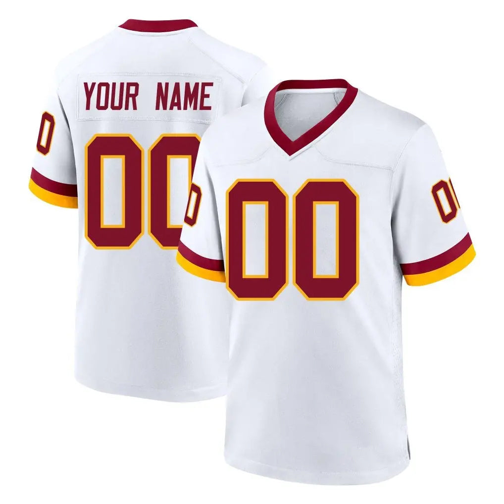 Pouc Custom W.Commanders White Home Game Any Name & Numbers Stitched Jerseys