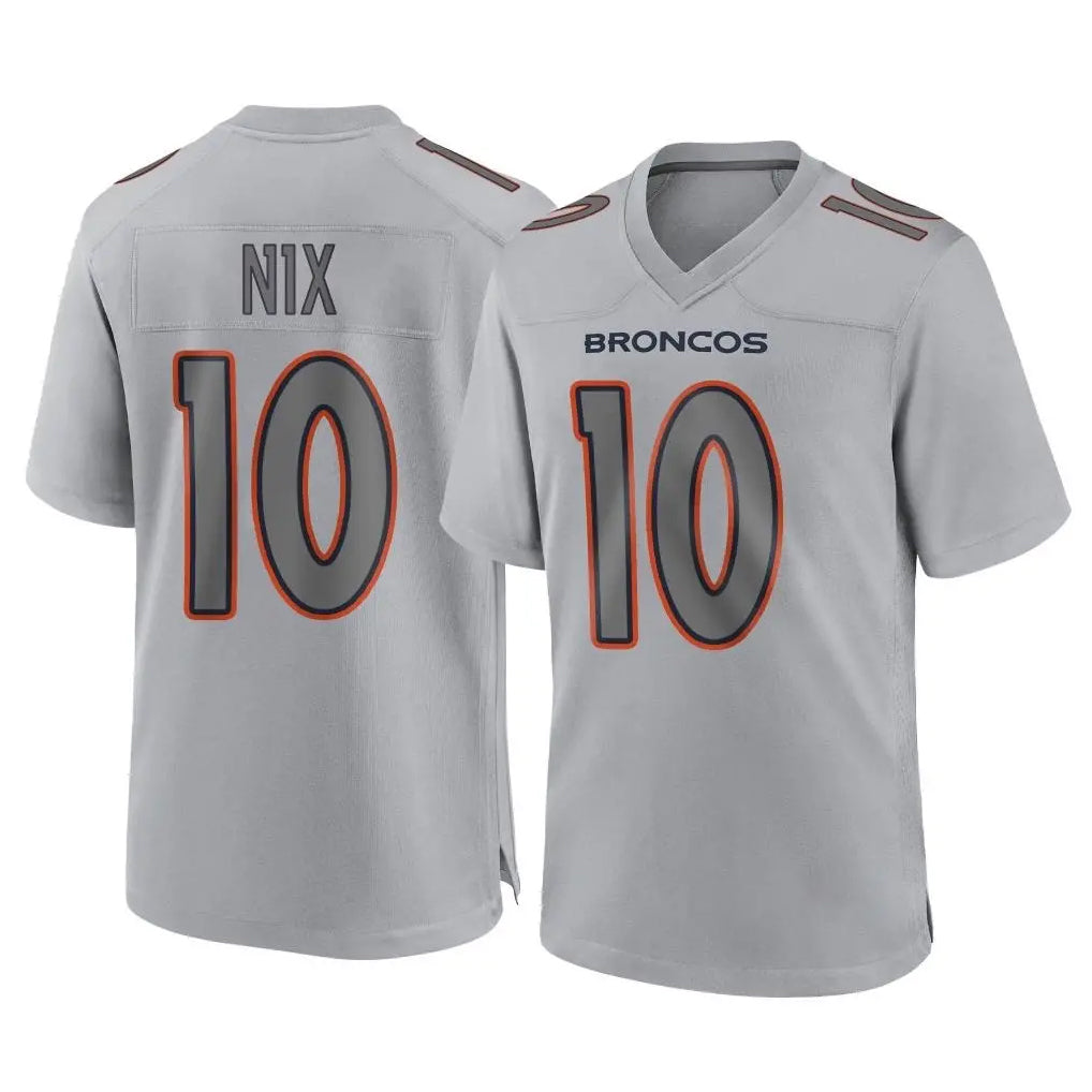 Pouc D.Broncos #10 Bo Nix Player Gray Atmosphere Fashion Limited Game Stitched Jerseys
