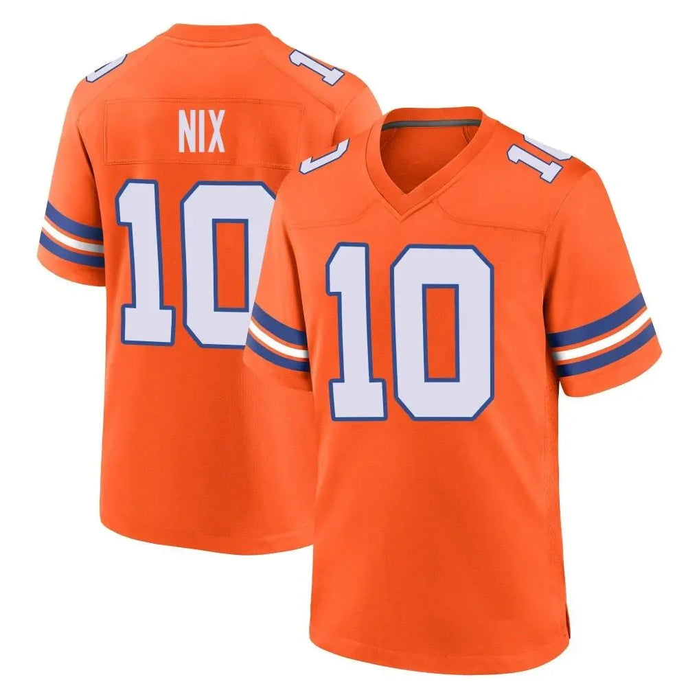 Pouc D.Broncos #10 Bo Nix Player Orange Alternate Collection Throwback Game Stitched Jerseys