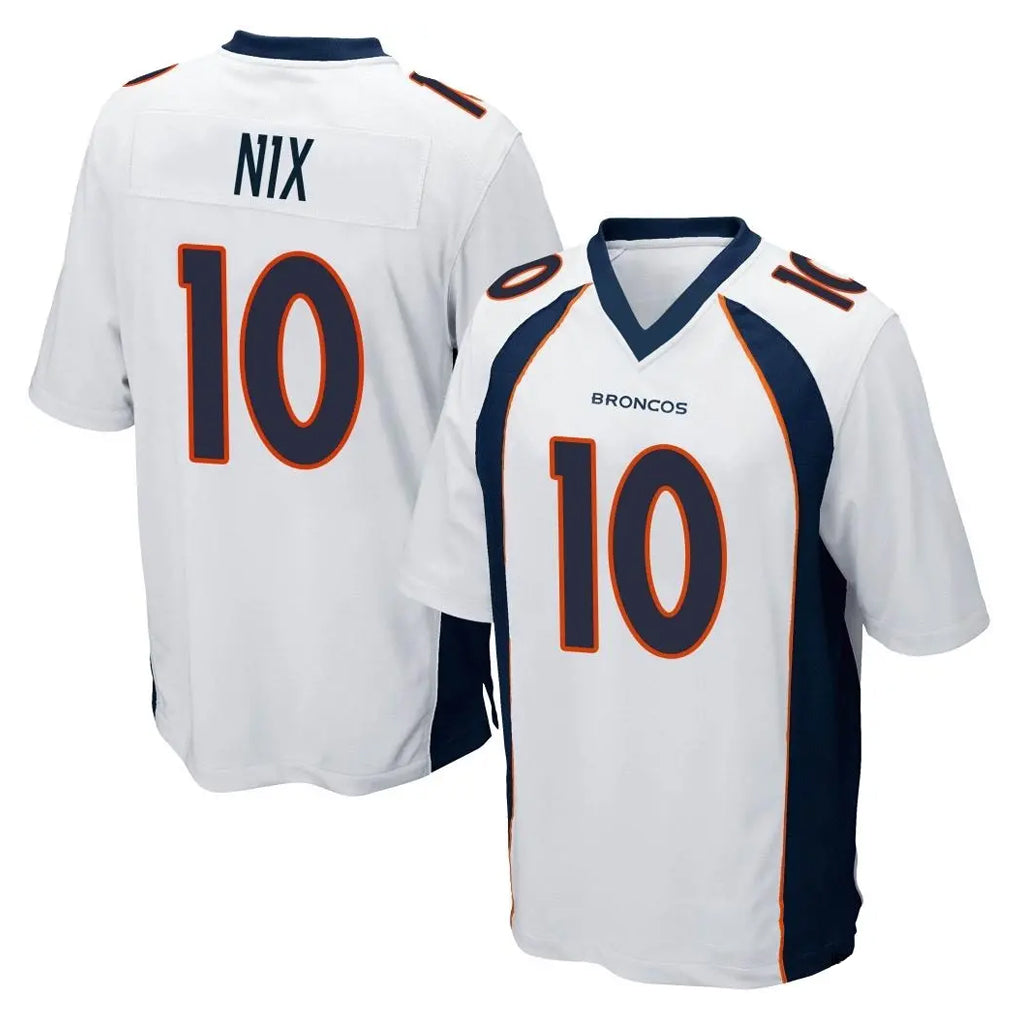 Pouc D.Broncos #10 Bo Nix Player White Game Stitched Jerseys