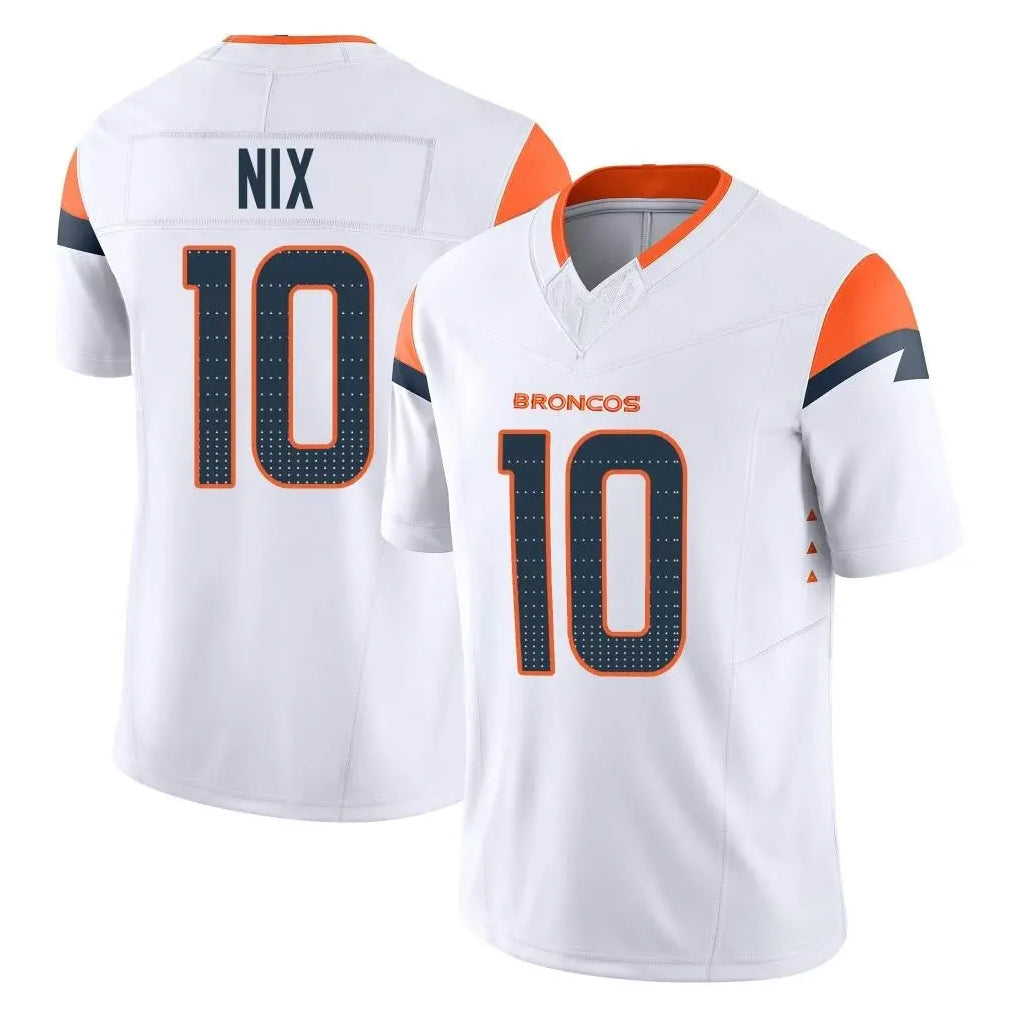 Pouc D.Broncos #10 Bo Nix Player White Limited Vapor F.U.S.E. Home Game Stitched Jerseys
