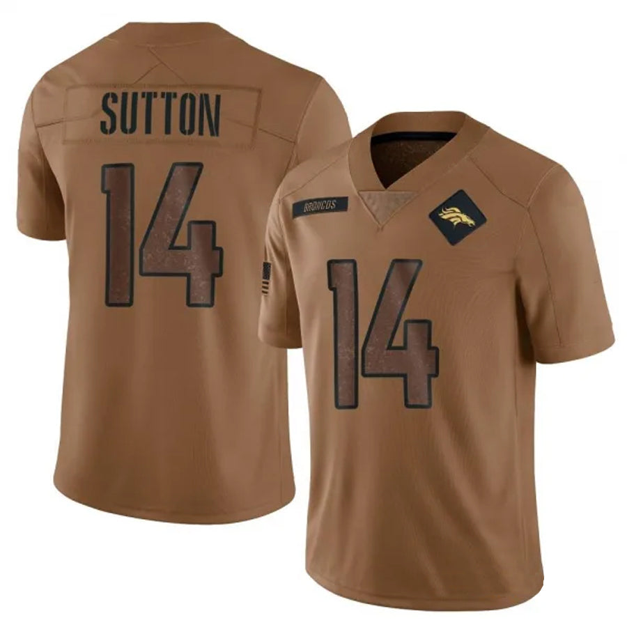 Pouc D.Broncos #14 Courtland Sutton Player Brown Salute To Service Limited Stitched Jerseys
