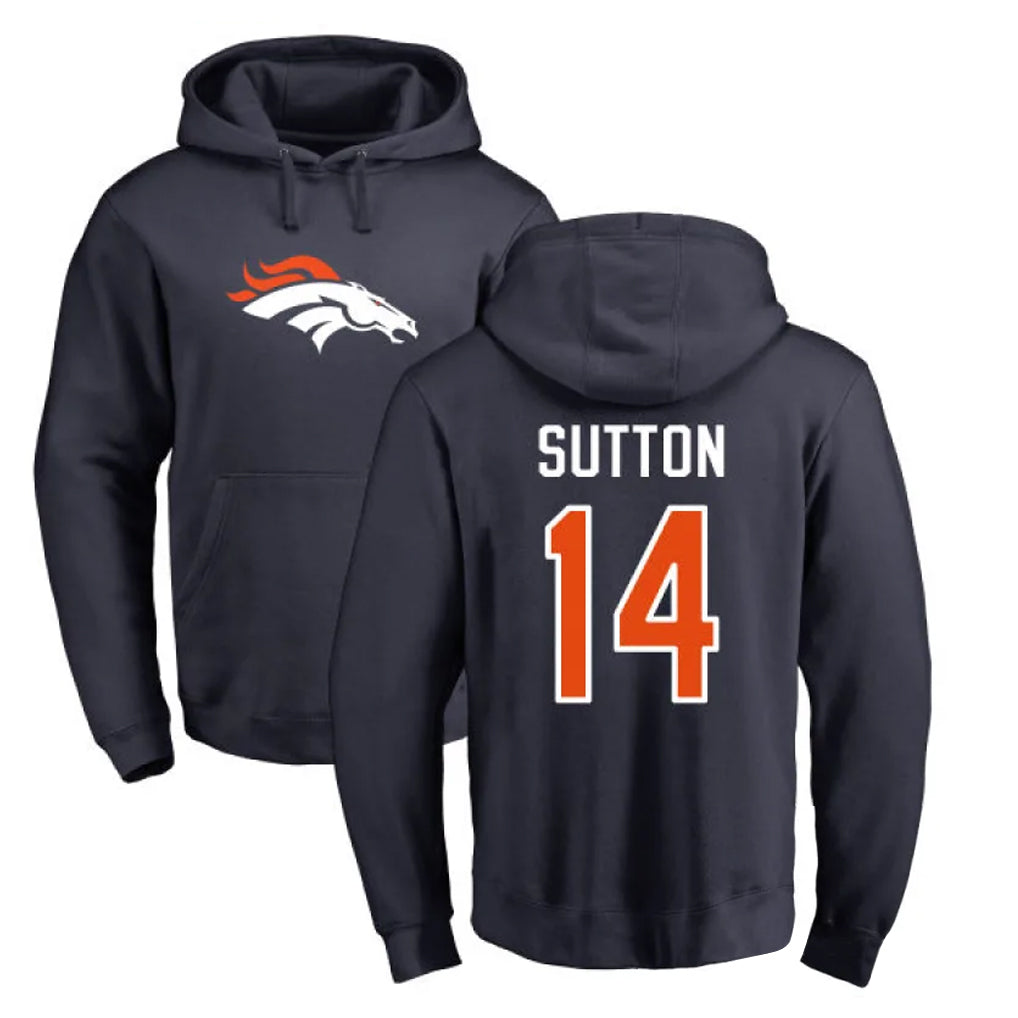Pouc D.Broncos #14 Courtland Sutton Player Navy Pullover Hoodie Limited Stitched Jerseys