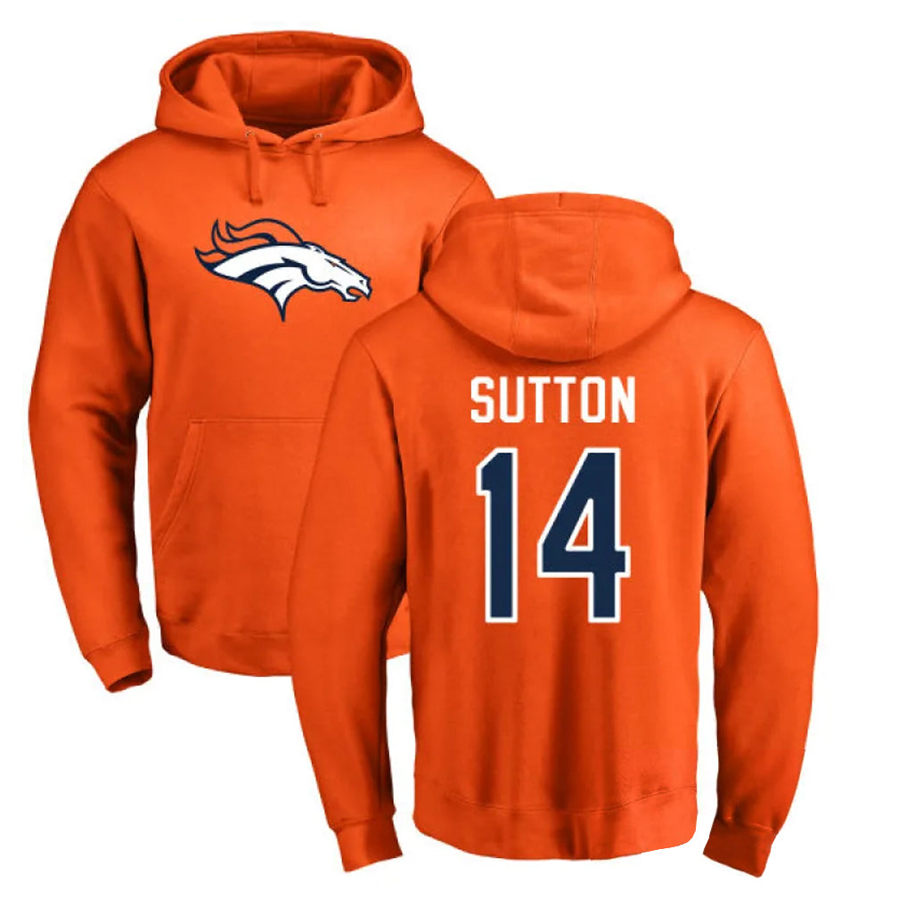 Pouc D.Broncos #14 Courtland Sutton Player Orange Pullover Hoodie Limited Stitched Jerseys