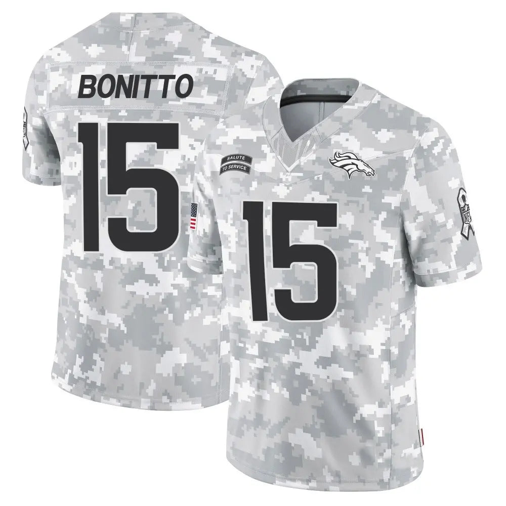 Pouc D.Broncos #15 Nik Bonitto Player Arctic Camo Salute to Service Limited Stitched Jerseys