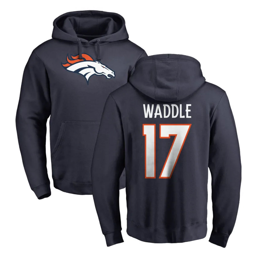 Pouc D.Broncos #17 Jaylen Waddle Player Navy Pullover Hoodie Limited Stitched Jerseys