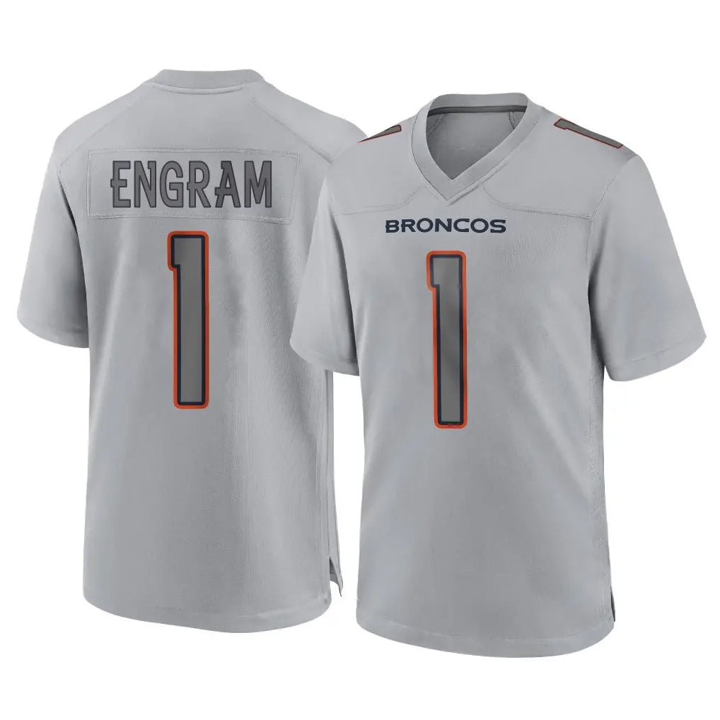 Pouc D.Broncos #1 Evan Engram Player Gray Atmosphere Fashion Limited Game Stitched Jerseys