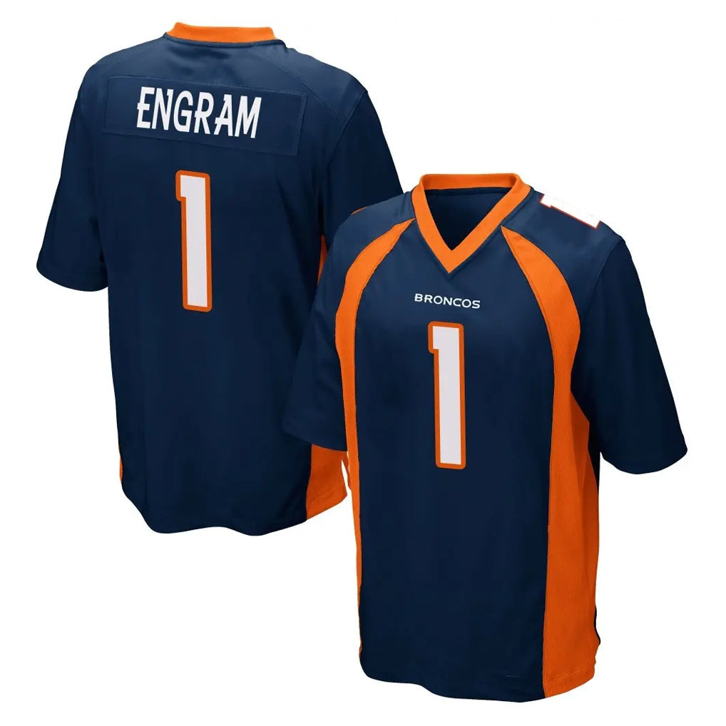 Pouc D.Broncos #1 Evan Engram Player Navy Game Stitched Jerseys