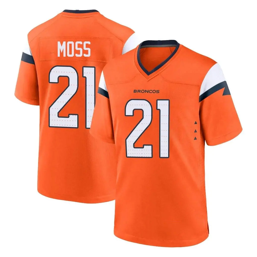 Pouc D.Broncos #21 Riley Moss Player Orange Home Game Stitched Jerseys
