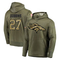 Pouc D.Broncos #27 J.K. Dobbins Player Olive Salute to Service Pullover Hoodies Home Game Stitched Jerseys