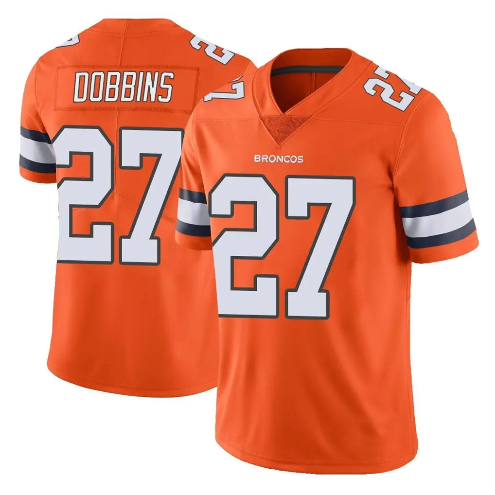 Pouc D.Broncos #27 J.K. Dobbins Player Orange Vapor Untouchable Limited Home Game Stitched Jerseys
