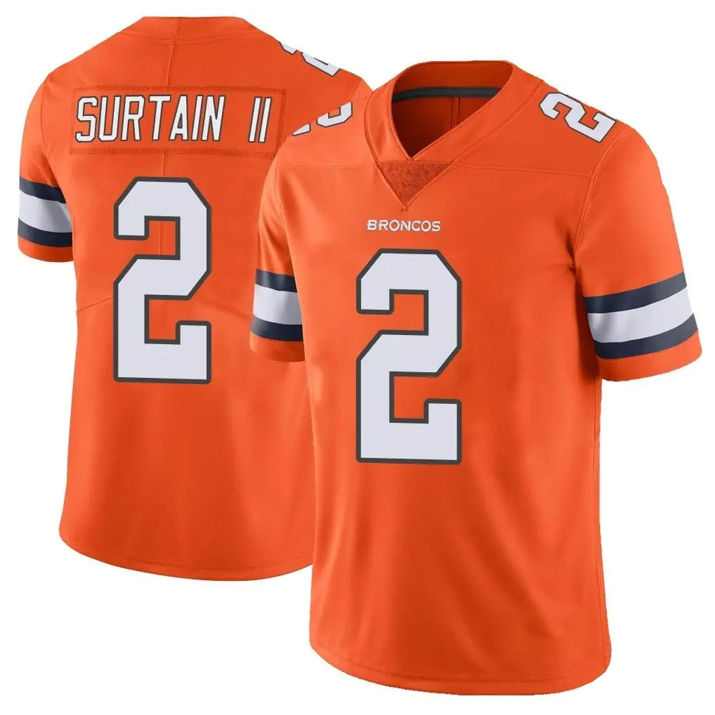 Pouc D.Broncos #2 Pat Surtain II Player Orange Vapor Untouchable Limited Home Game Stitched Jerseys