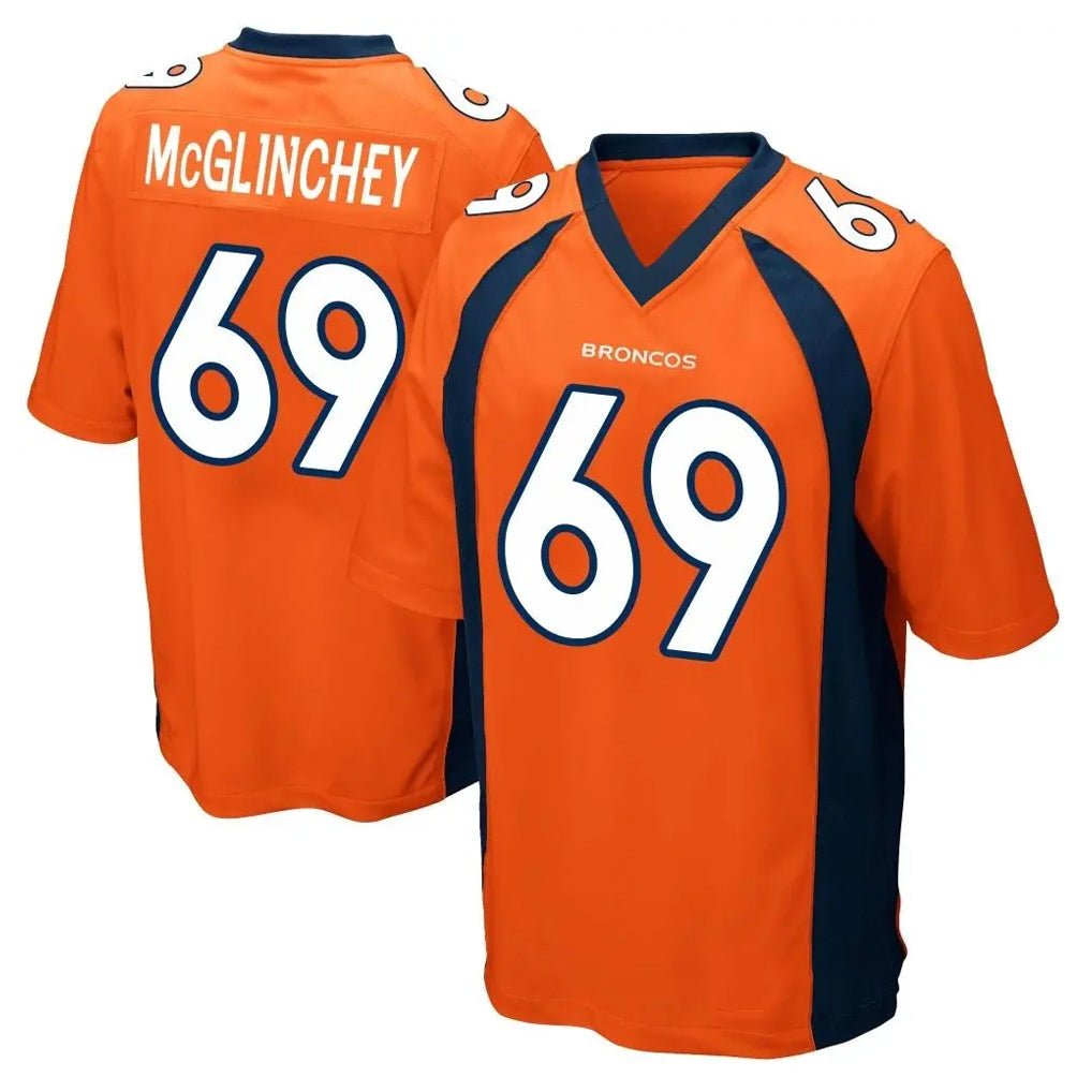 Pouc D.Broncos #69 Mike McGlinchey Player Orange Color Home Game Stitched Jerseys