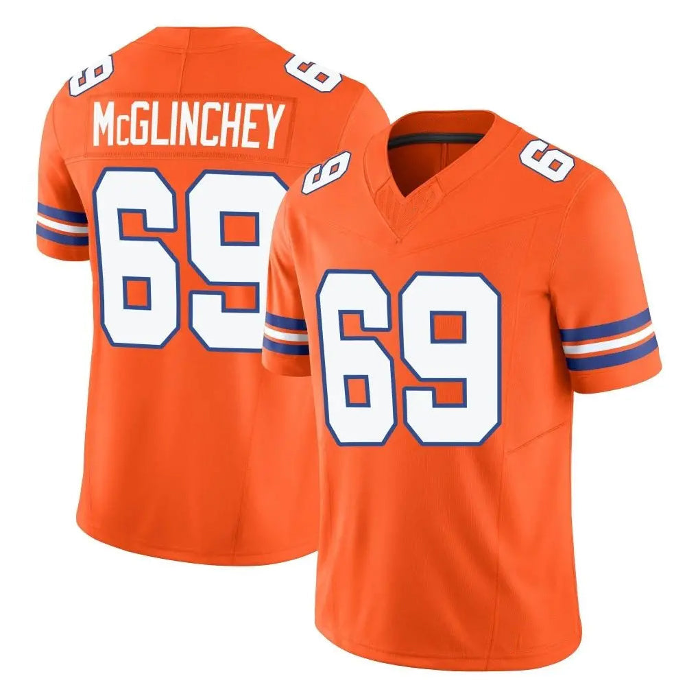 Pouc D.Broncos #69 Mike McGlinchey Player Orange Limited Alternate Vapor F.U.S.E. Throwback Game Stitched Jerseys